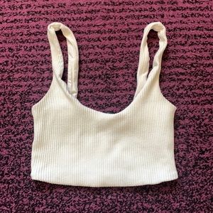 White Ribbed Crop Top